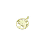 Oval CZ Gold Tree Charm Pendant, Sku#LK1163