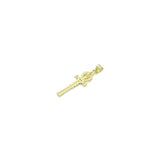 Clear CZ Gold Magic Stick Cross Key Charm Pendant, Sku#LK1164