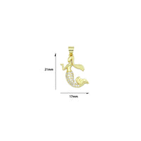 Clear CZ Gold Mermaid Charm Pendant,Sku#LX845