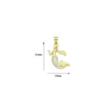 Clear CZ Gold Mermaid Charm Pendant,Sku#LX845
