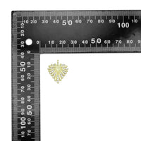Clear CZ Gold Heart Leaf Shape Charm Pendant, Sku#LX745