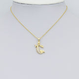 Clear CZ Gold Mermaid Charm Pendant,Sku#LX845