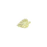 Clear CZ Gold Heart Leaf Shape Charm Pendant, Sku#LX745