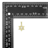 Clear CZ Gold Silver Star of David Shape charm, Sku#LX892