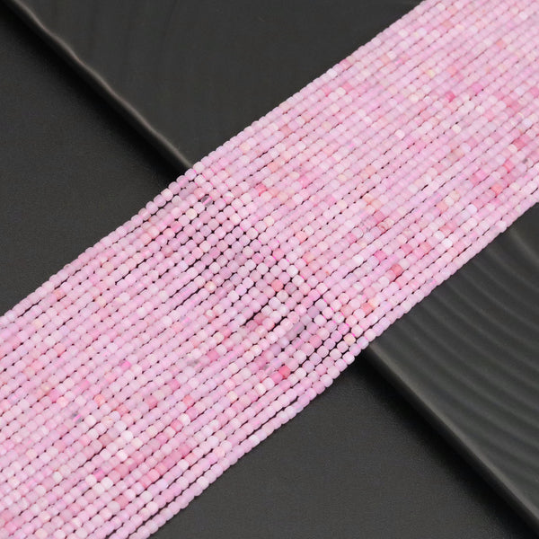 2.5mm Pink Opal Faceted Cube Beads, Sku#U1930