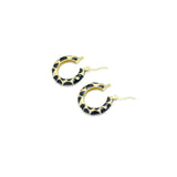 Black Enamel Round Hoop Earrings, Sku#A298