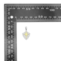 Dual Color CZ Gold North Star On Shield Charm Pendant, Sku#LX749