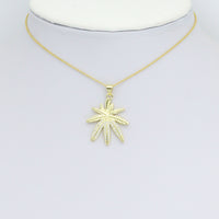 Clear CZ Gold Maple Leaf Charm Pendant, Sku#LK1169