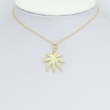 Clear CZ Gold Maple Leaf Charm Pendant, Sku#LK1169