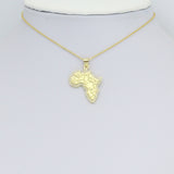 CZ Gold Africa Map Charm Pendant, Sku#LK1171