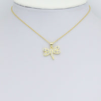 Clear CZ Gold Dragonfly Charm Pendant, Sku#LK1173