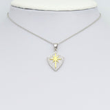 Dual Color CZ Gold North Star On Shield Charm Pendant, Sku#LX749