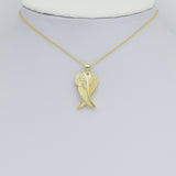 CZ Gold Angel Wings Charm Pendant, Sku#LK1176