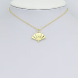 Gold Fan Shape Charm Pendant, Sku#LK1182