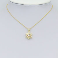 Clear CZ Gold Silver Star of David Shape charm, Sku#LX892