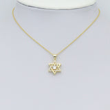 Clear CZ Gold Silver Star of David Shape charm, Sku#LX892