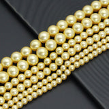 Gold Swarovski Peral Round Smooth Beads, Sku#U2239