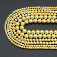 Gold Swarovski Peral Round Smooth Beads, Sku#U2239