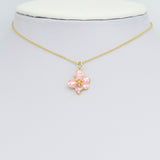 White Pink Mother of Pearl Flower Charm Pendant, Sku#LK1060