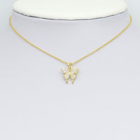 Cute CZ Gold Butterfly Charm Pendant, Sku#LK1062