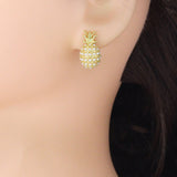 Cute White Pearl Gold Pineapple Stud Earrings, Sku#LX890