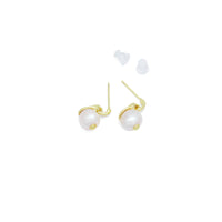Fresh Water Pearl Gold Eye Stud Earrings, Sku#Y968