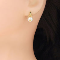 Fresh Water Pearl Gold Eye Stud Earrings, Sku#Y968