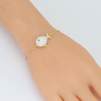 White Mother-of-pearl Fish Connector Charm, Sku#WL3