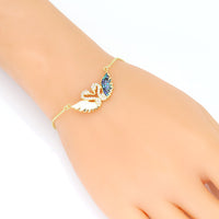 CZ Pave Abalone White Mop Swans Charm Connector, Sku#WL5