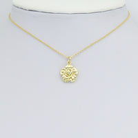 Gold 3D Flower Charm Pendant, Sku#LK1187