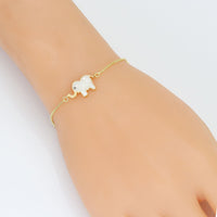 White Mother-of-pearl Elephant Connector Charm , Sku#WL6