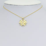 CZ Gold Petal Flower Dragonfly Charm Pendant, Sku#LK1190