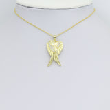 CZ Gold Huggie Angel Wings Charm Pendant, Sku#LK1192