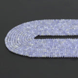 3x4mm Genuine Blue Lace Agate Rondelle Faceted Beads, Sku#U1940