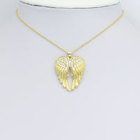 CZ Gold Angel Wings Charm Pendant, Sku#LK1201