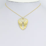 CZ Gold Angel Wings Charm Pendant, Sku#LK1201