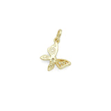 CZ Pave Mother of Pearl Inlay Butterfly Charm Pendant, Sku#WL8