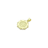 CZ Gold Saint Flower Coin Charm Pendant, Sku#LK1184