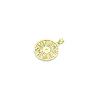 CZ Gold wheel On Spider Web Charm Pendant, Sku#LK1189