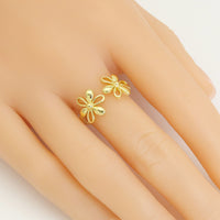 Daisy Flower Shape Gold Silver Adjustable Ring, Sku#A196