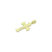 CZ Gold Flower On Cross Charm Pendant, Sku#LK1195