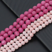 Natrual Rhodochrosite/Peach Jade, 6mm/8mm/10mm Round Smooth Jade, Dyed Jade, 15.5'' Full Strand, Sku#U996