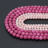 Natrual Rhodochrosite/Peach Jade, 6mm/8mm/10mm Round Smooth Jade, Dyed Jade, 15.5'' Full Strand, Sku#U996