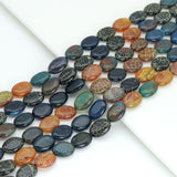 13x18mm Blue Brown Fire Agate Flat Oval Beads, Sku#U2139