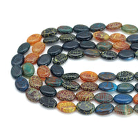 13x18mm Blue Brown Fire Agate Flat Oval Beads, Sku#U2139