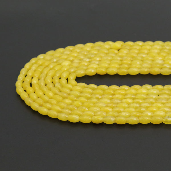 Bright Yellow Jade Rice Faceted Beads, Sku#U1970