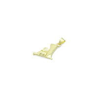 Clear CZ Gold Pistol Gun Charm Pendant, Sku#LK1205