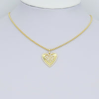 CZ Silver Gold Heart Shape Charm Pendant, Sku#A301