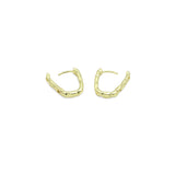 hammered Gold Silver Rectangle Hoop Earrings, Sku#A303