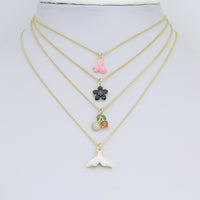 Colorful Enamel Butterfly Flower Cherry  Whale tail Shape charm, Sku#Y1058